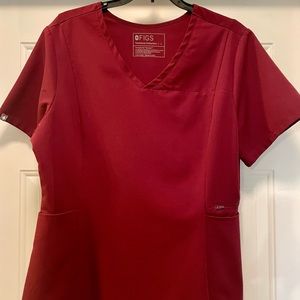 Figs scrub top , Burgundy, size LG